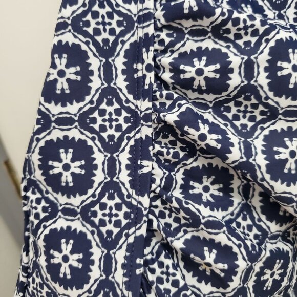 Xhilaration Women's Navy White Geometric Print Ruched Side Halter Swim Tankini S - Picture 2 of 7